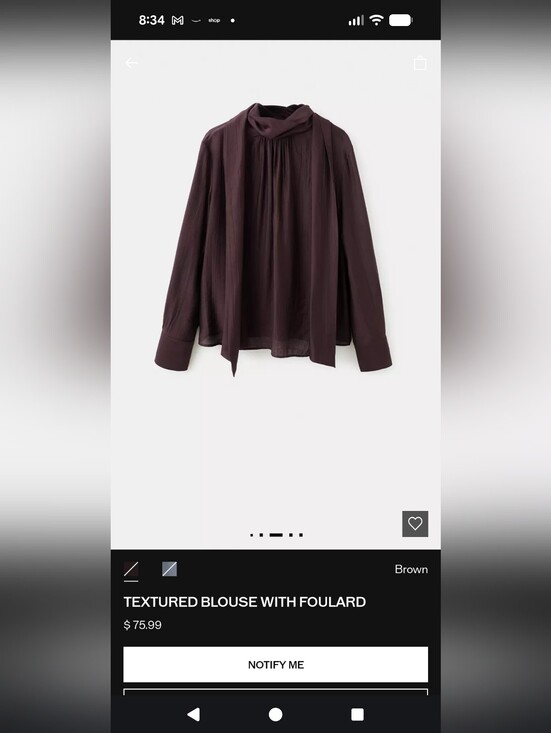 Mango Tops - Mango Plum Textured Foulard Blouse with Scarf Tie